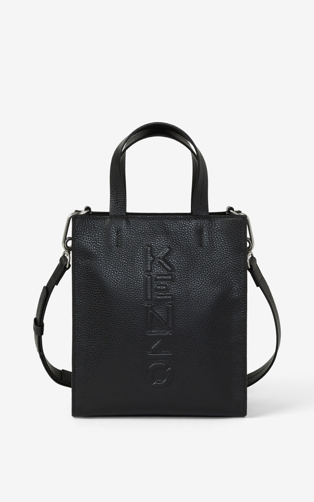 Kenzo Imprint small grained Deri Abiye Çanta Erkek Siyah | 0948-HSAJE